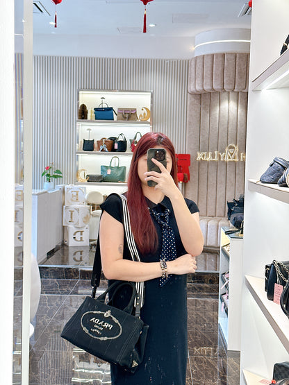 Prada Canapa Tote Small in Black