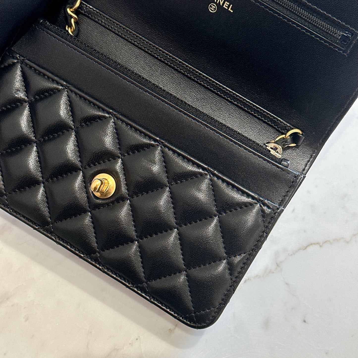 Chanel WOC Lambskin Pearl Crush in Black