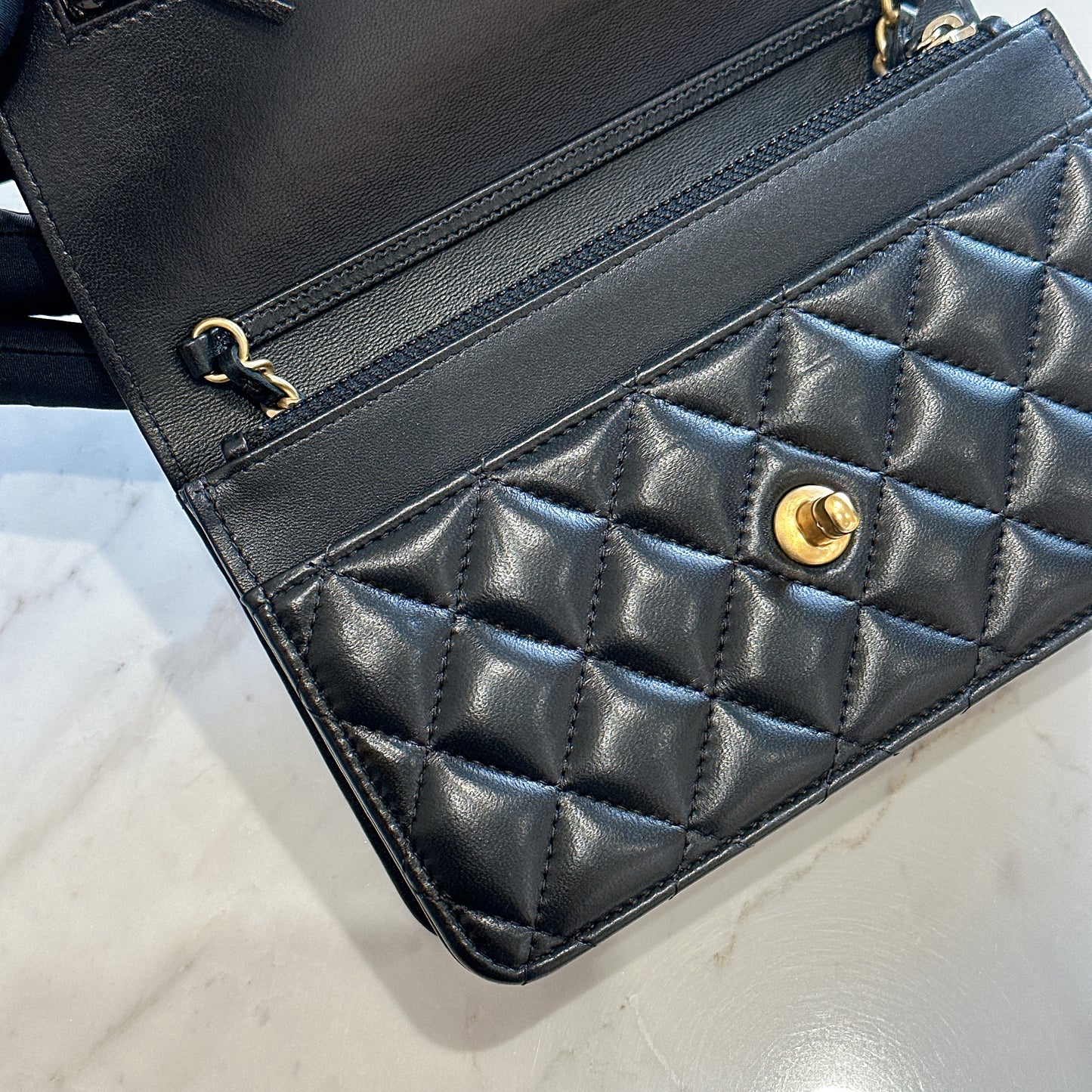 Chanel WOC Lambskin Pearl Crush in Black