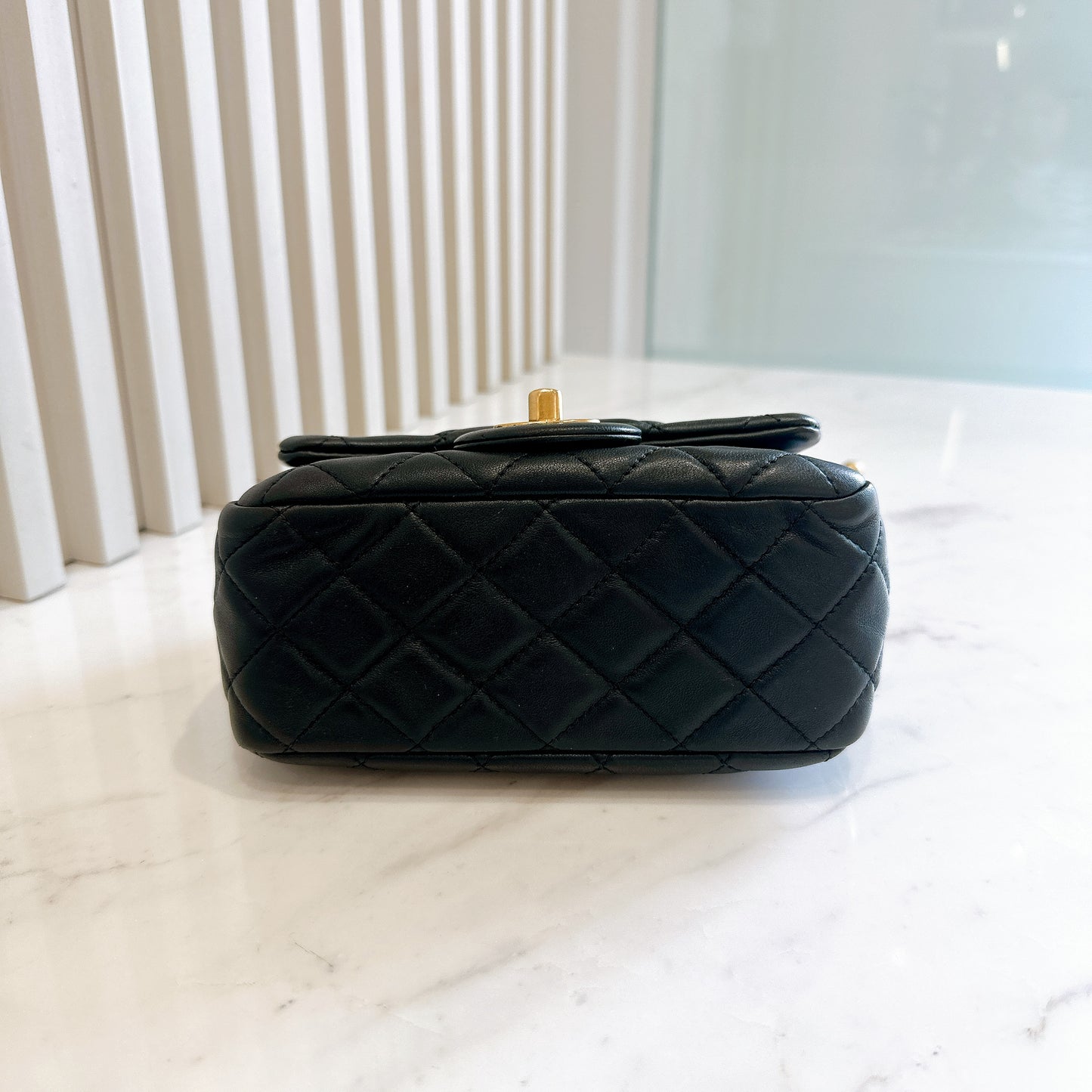 Chanel Mini Square in Black with Pearl Crush