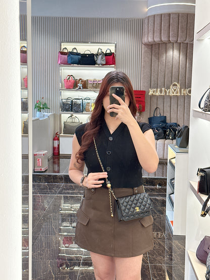 Chanel WOC Lambskin Pearl Crush in Black