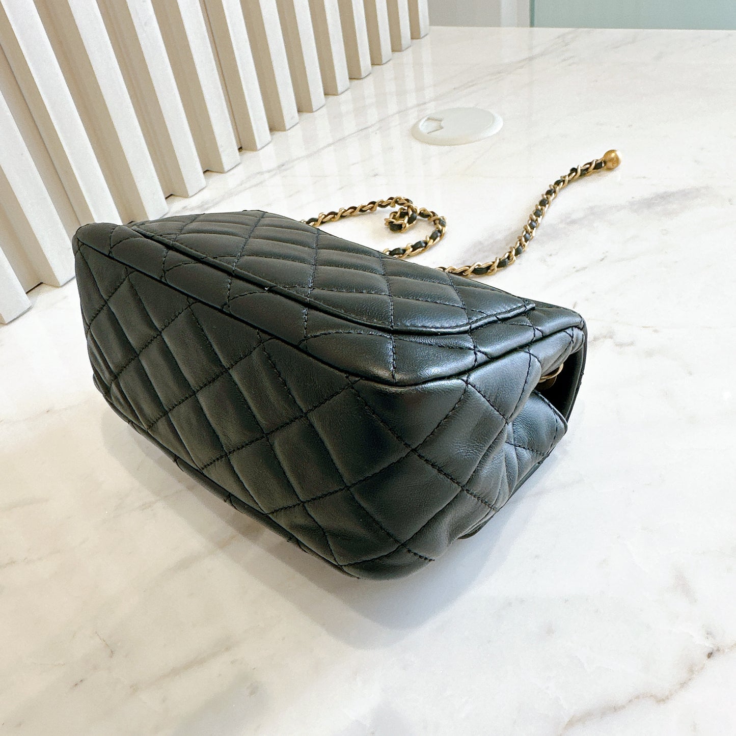 Chanel Mini Square in Black with Pearl Crush