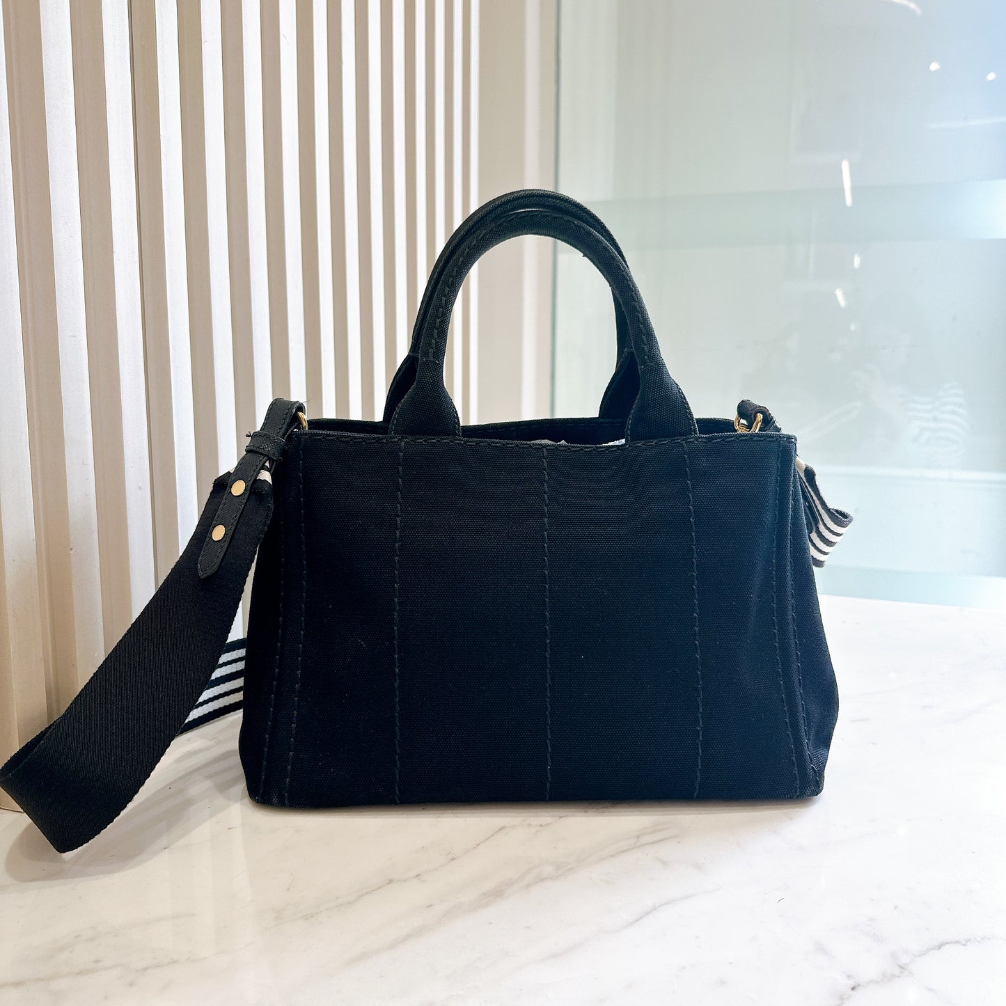 Prada Canapa Tote Small in Black