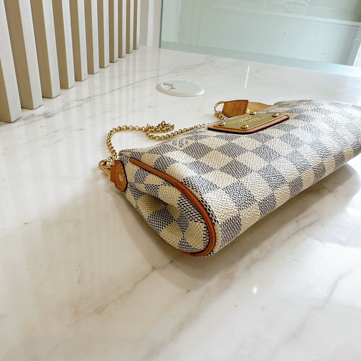 LV Eva Clutch in Damier Azur