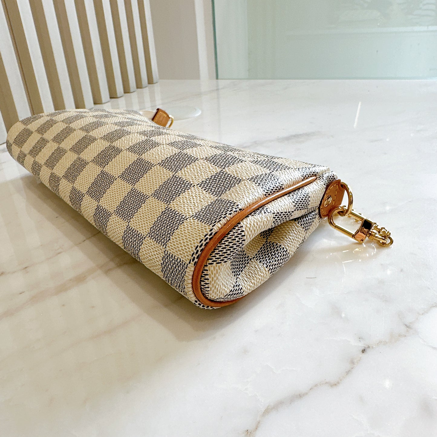 LV Eva Clutch in Damier Azur