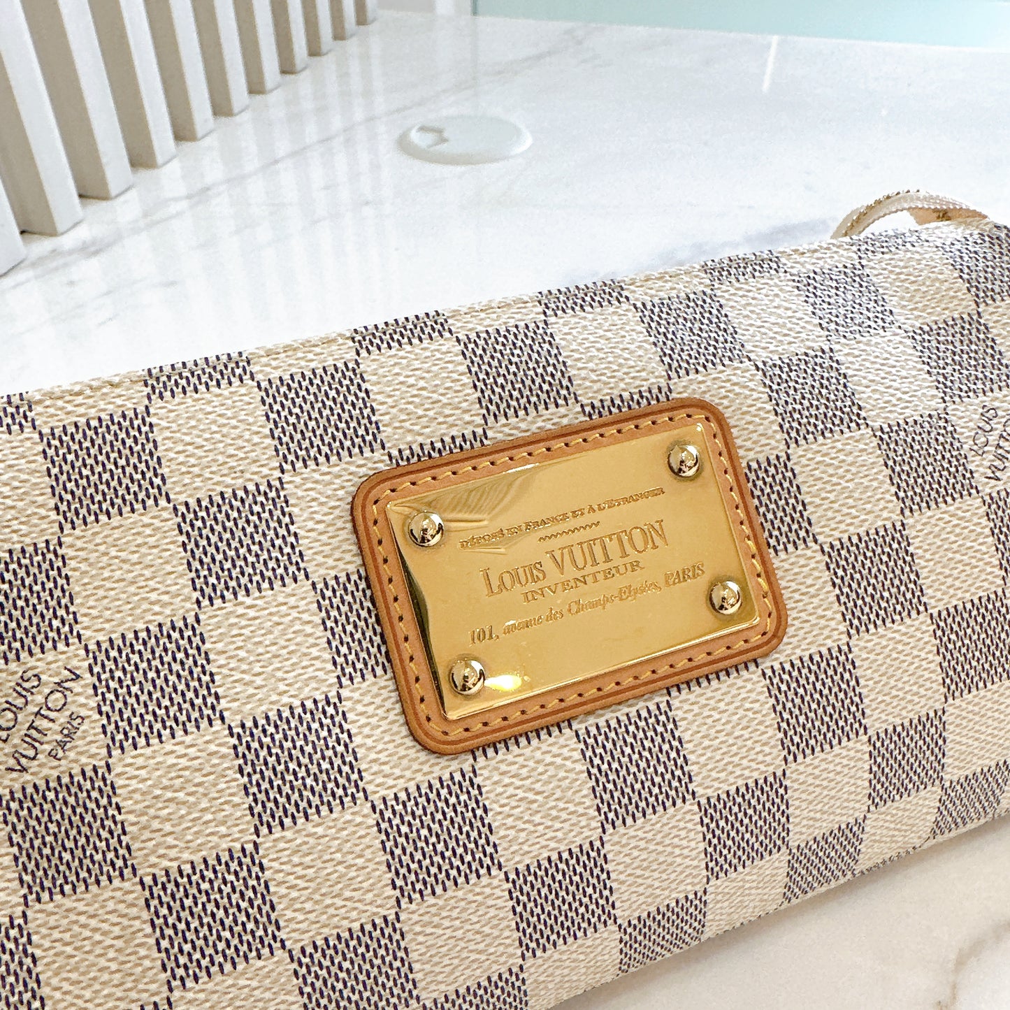 LV Eva Clutch in Damier Azur