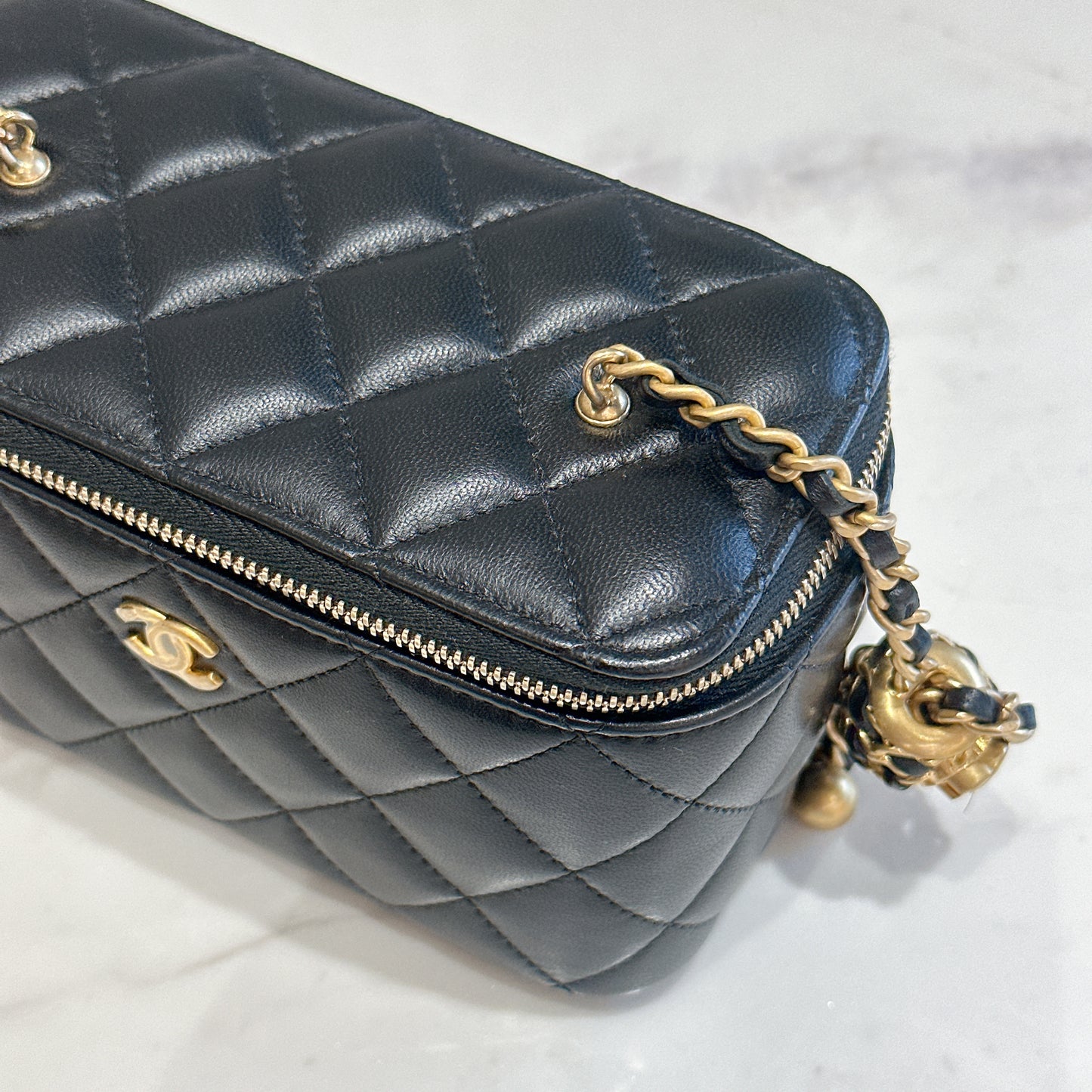 Chanel Vanity Case GHW with Pearl Crush