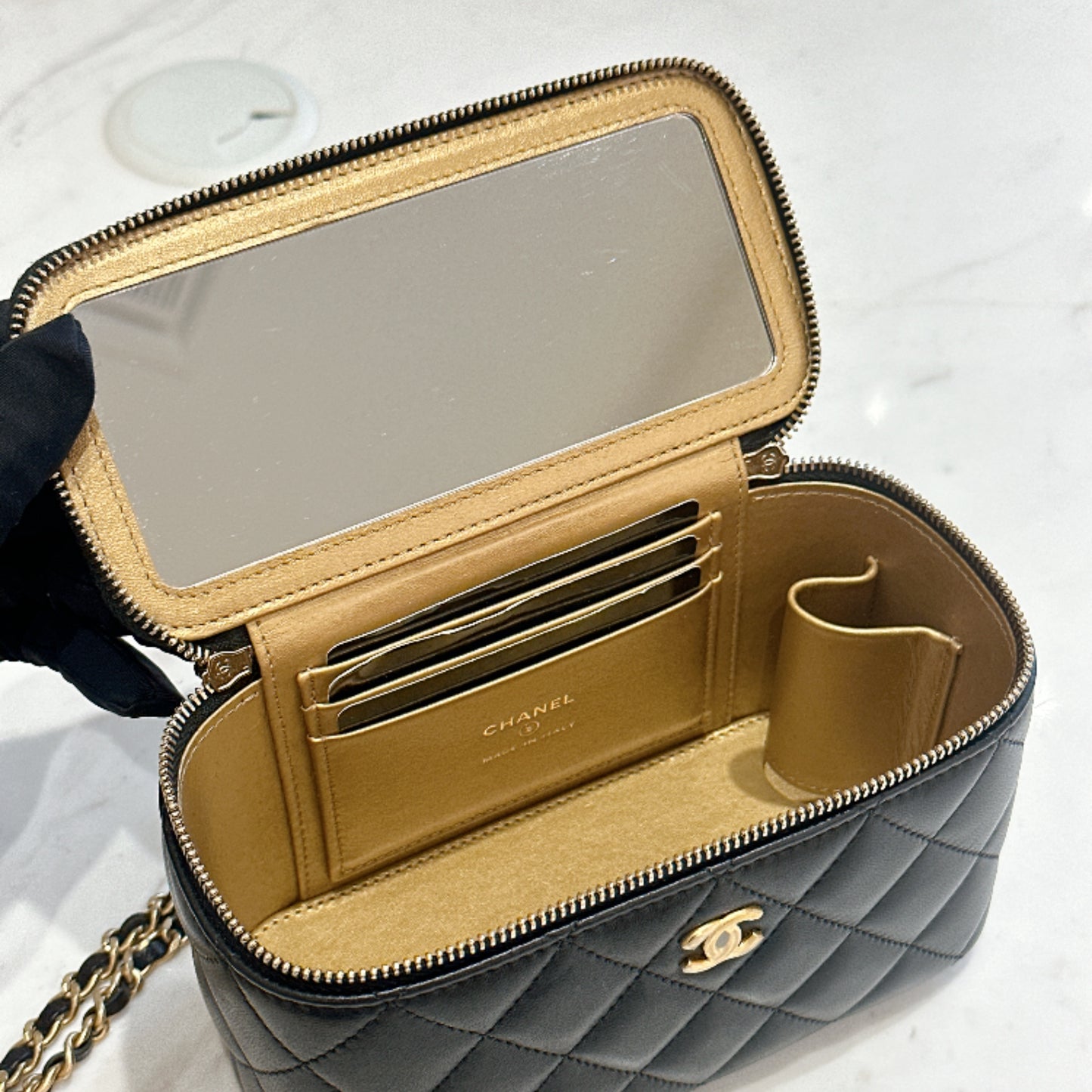 Chanel Vanity Case GHW with Pearl Crush