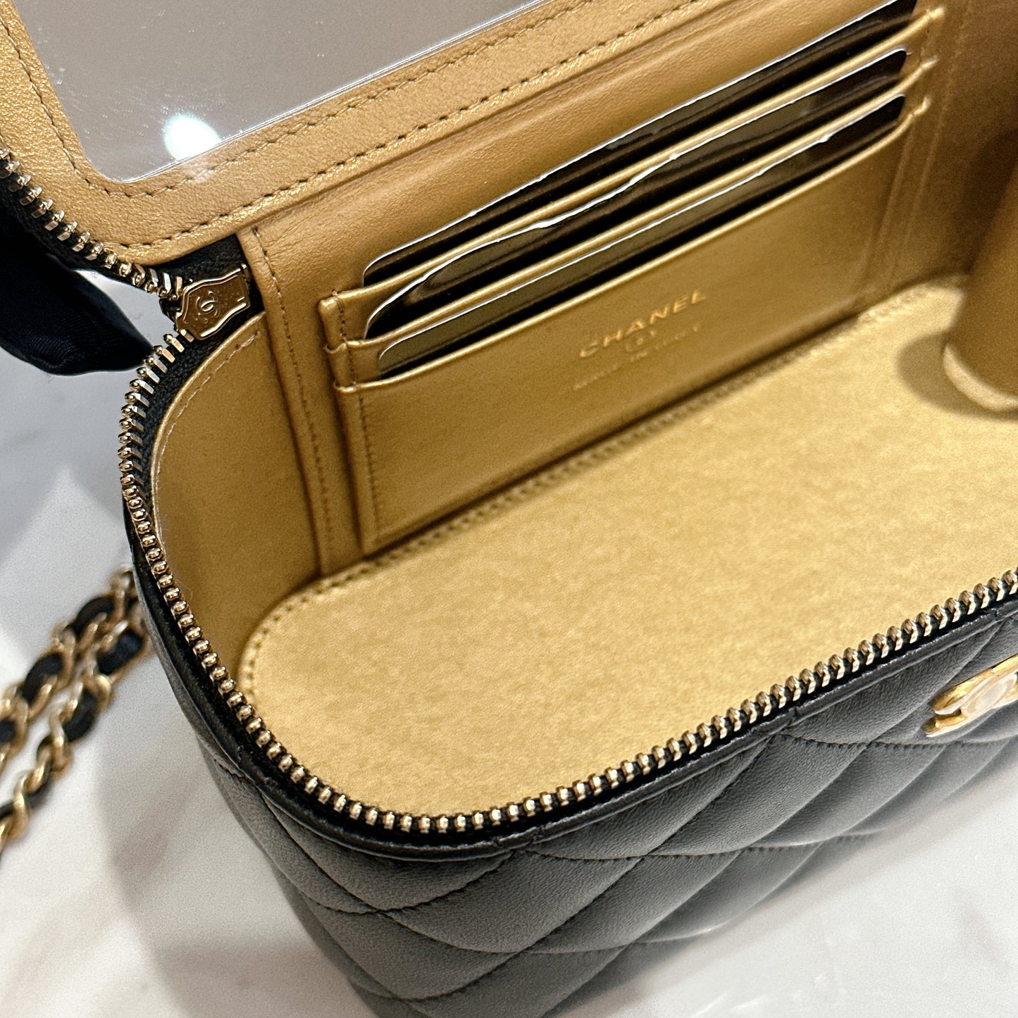 Chanel Vanity Case GHW with Pearl Crush