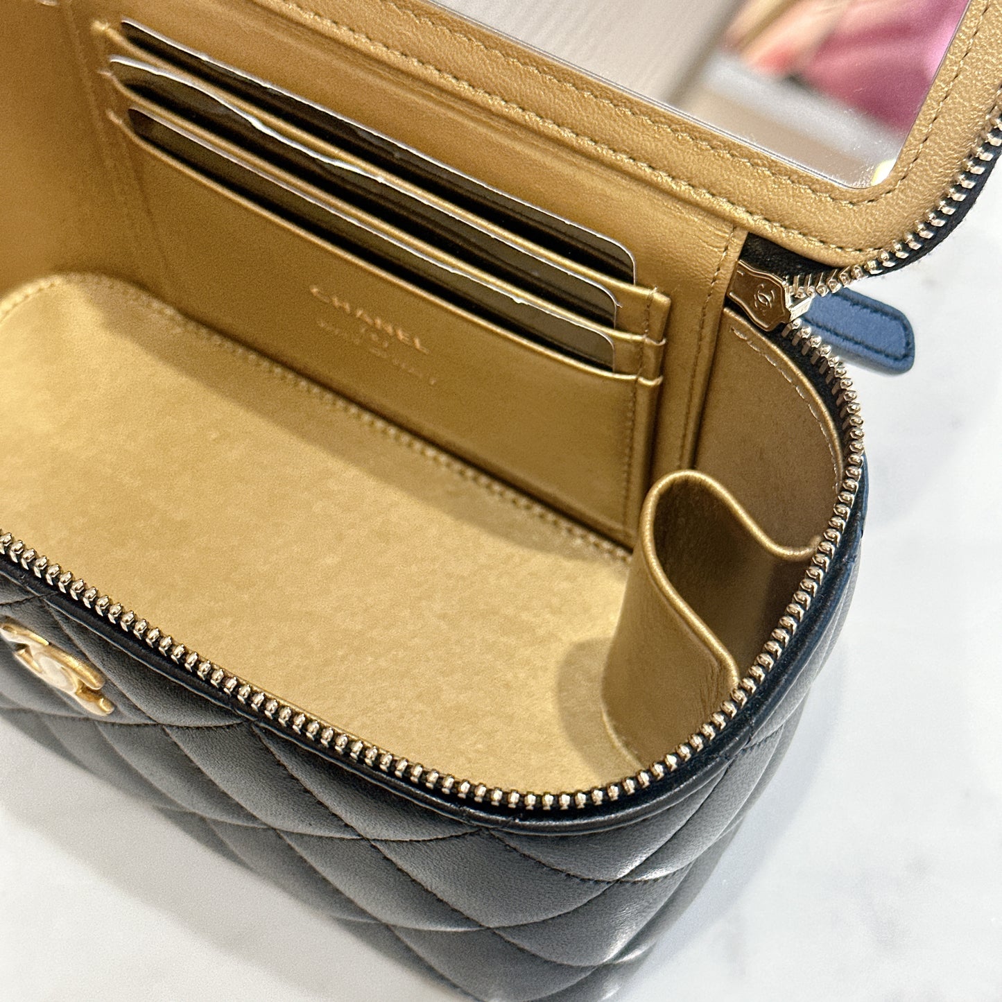 Chanel Vanity Case GHW with Pearl Crush