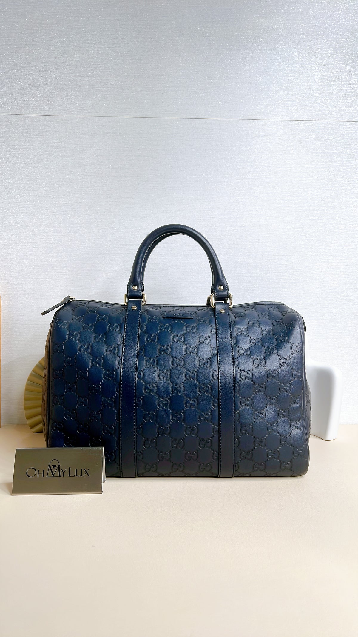 Gucci Guccissima Medium Joy Boston in Navy Blue
