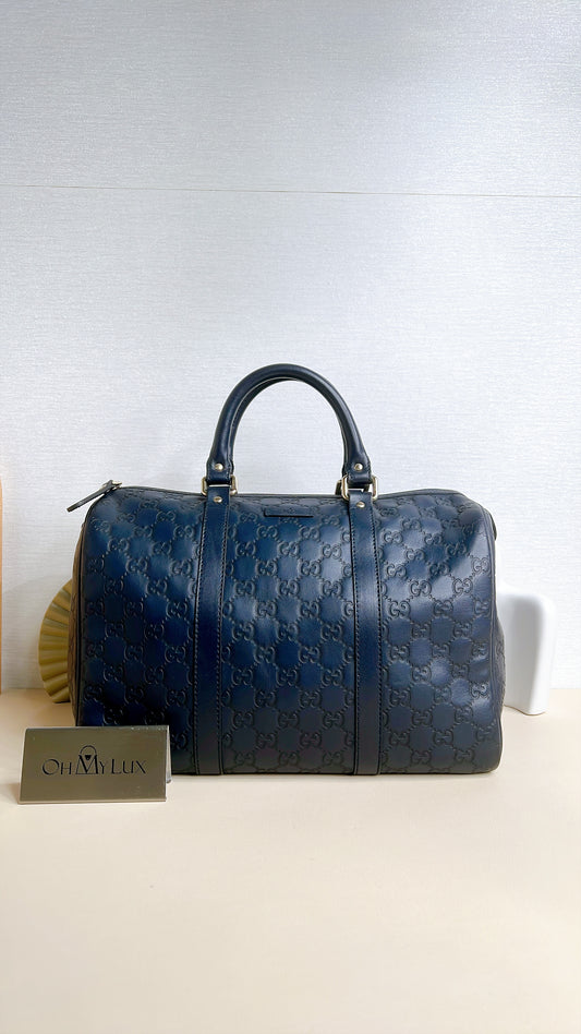 Gucci Guccissima Medium Joy Boston in Navy Blue