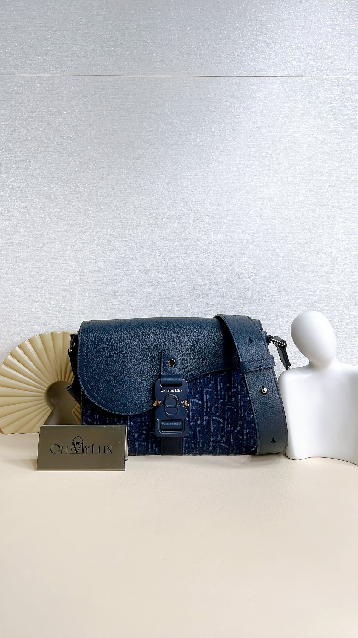 Dior Small Saddle Messenger in Blue Oblique