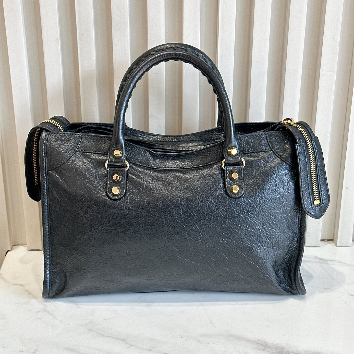 Balenciaga Classic City Small in Black Goatskin