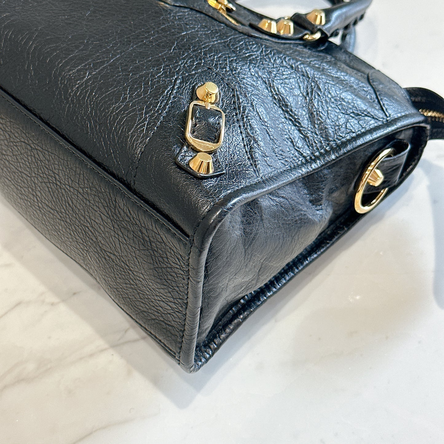 Balenciaga Classic City Small in Black Goatskin