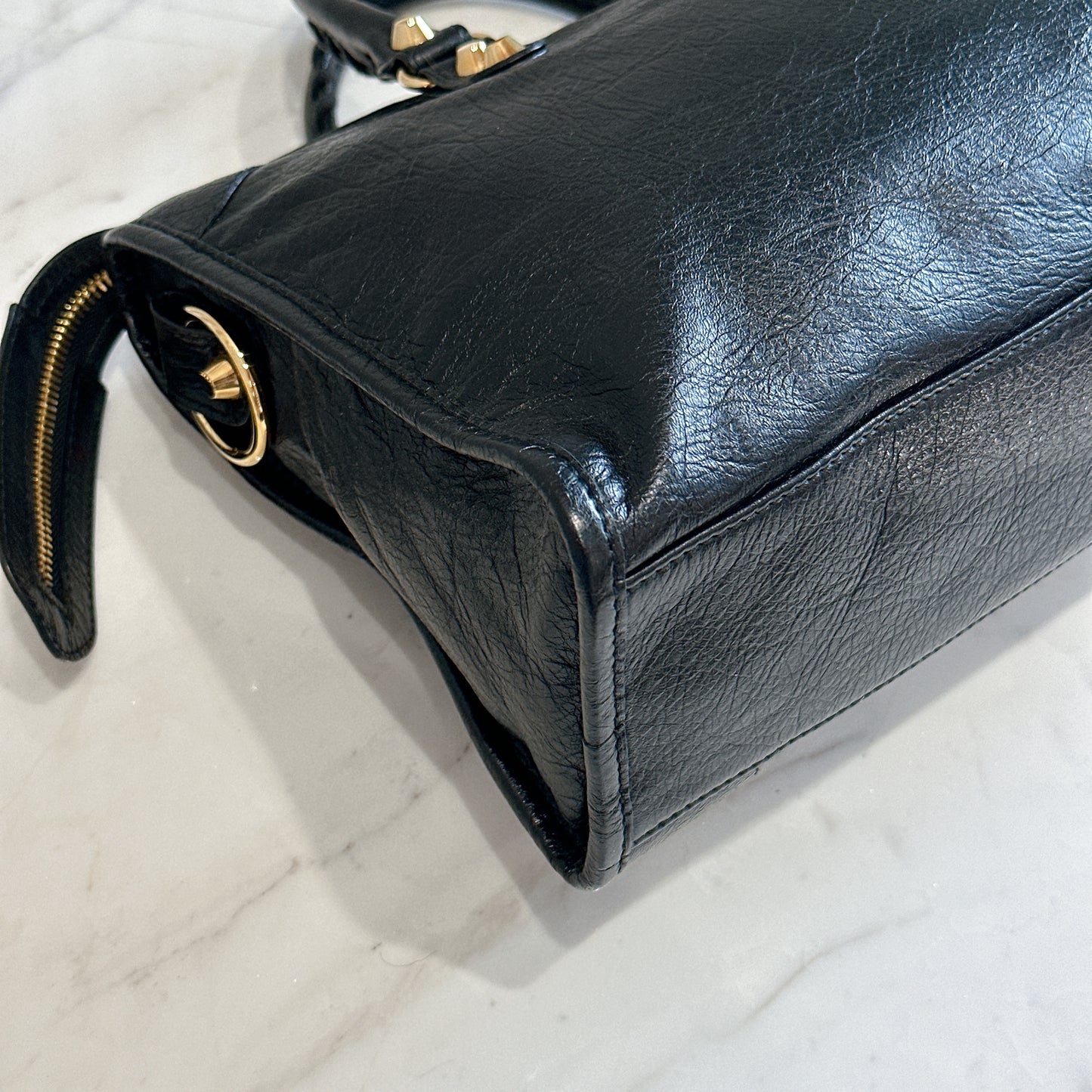 Balenciaga Classic City Small in Black Goatskin