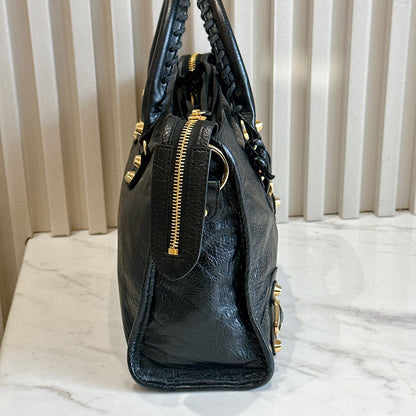 Balenciaga Classic City Small in Black Goatskin