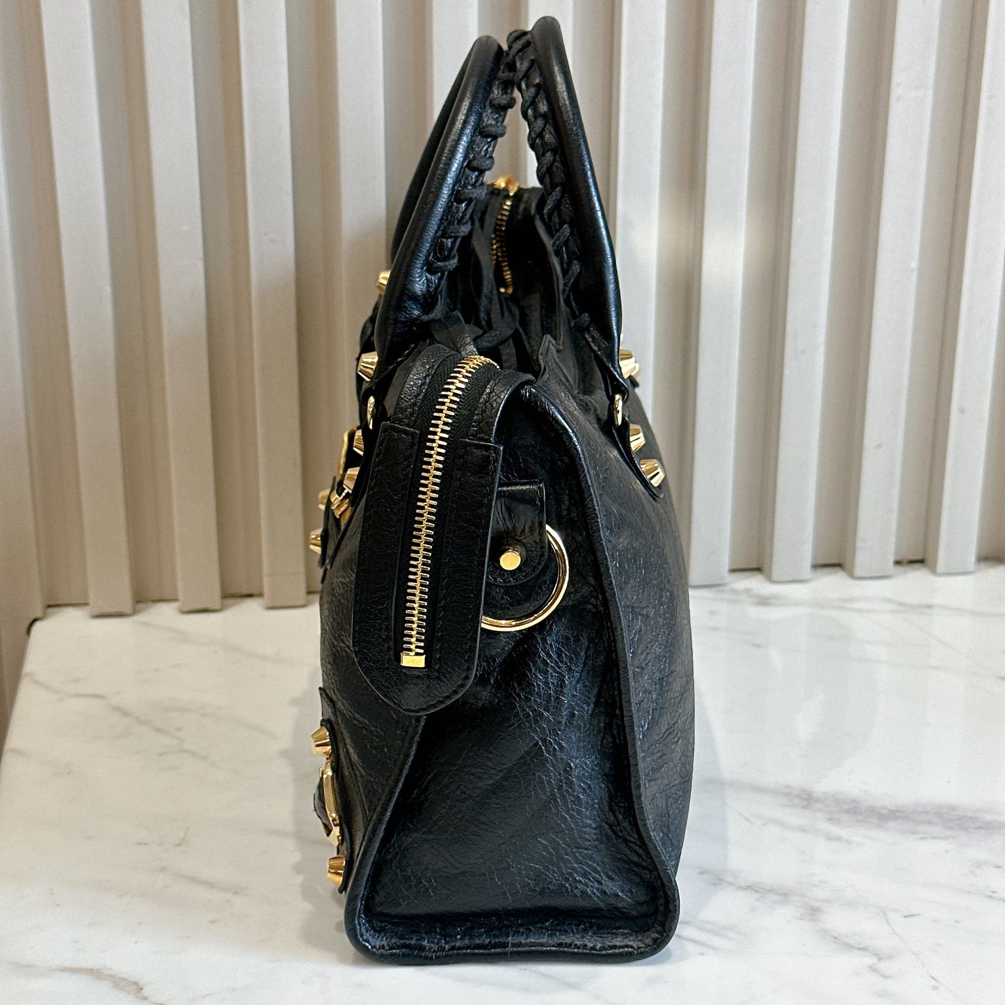 Balenciaga Classic City Small in Black Goatskin