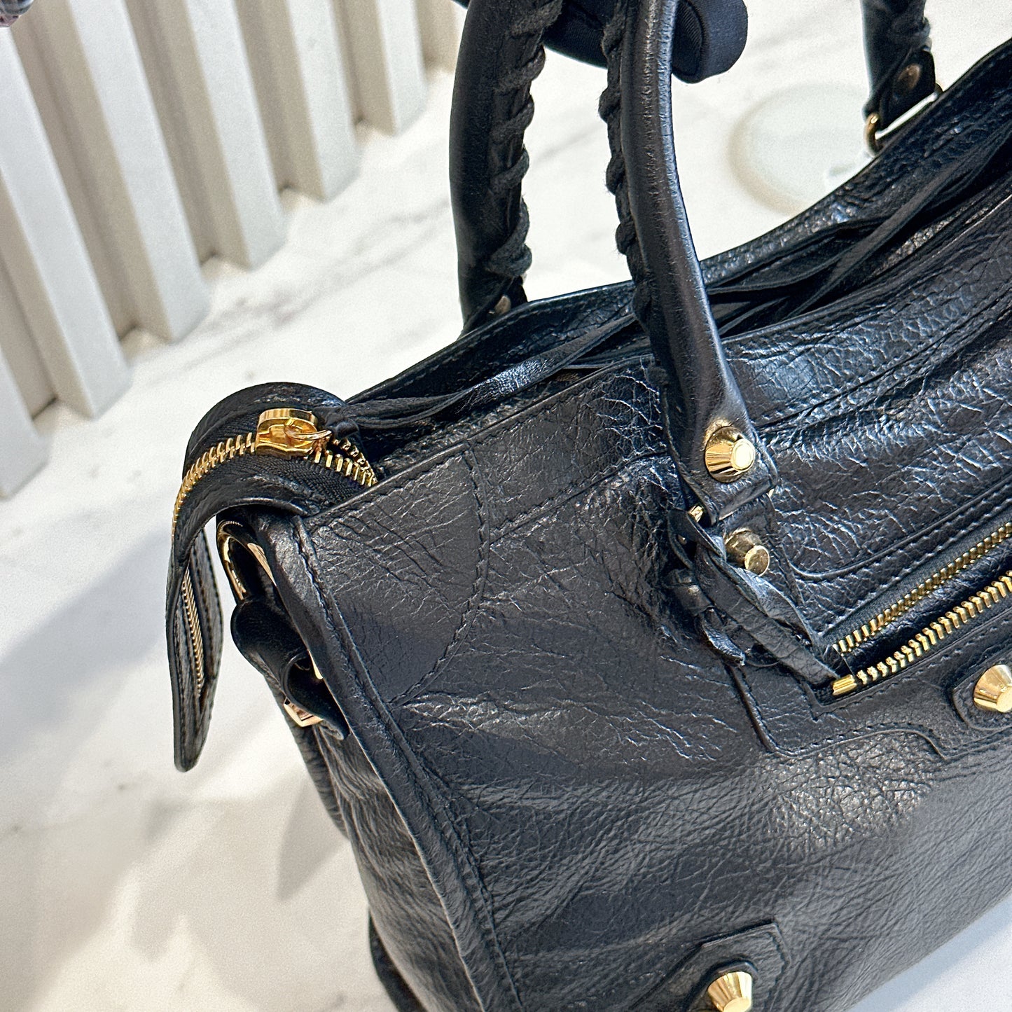 Balenciaga Classic City Small in Black Goatskin
