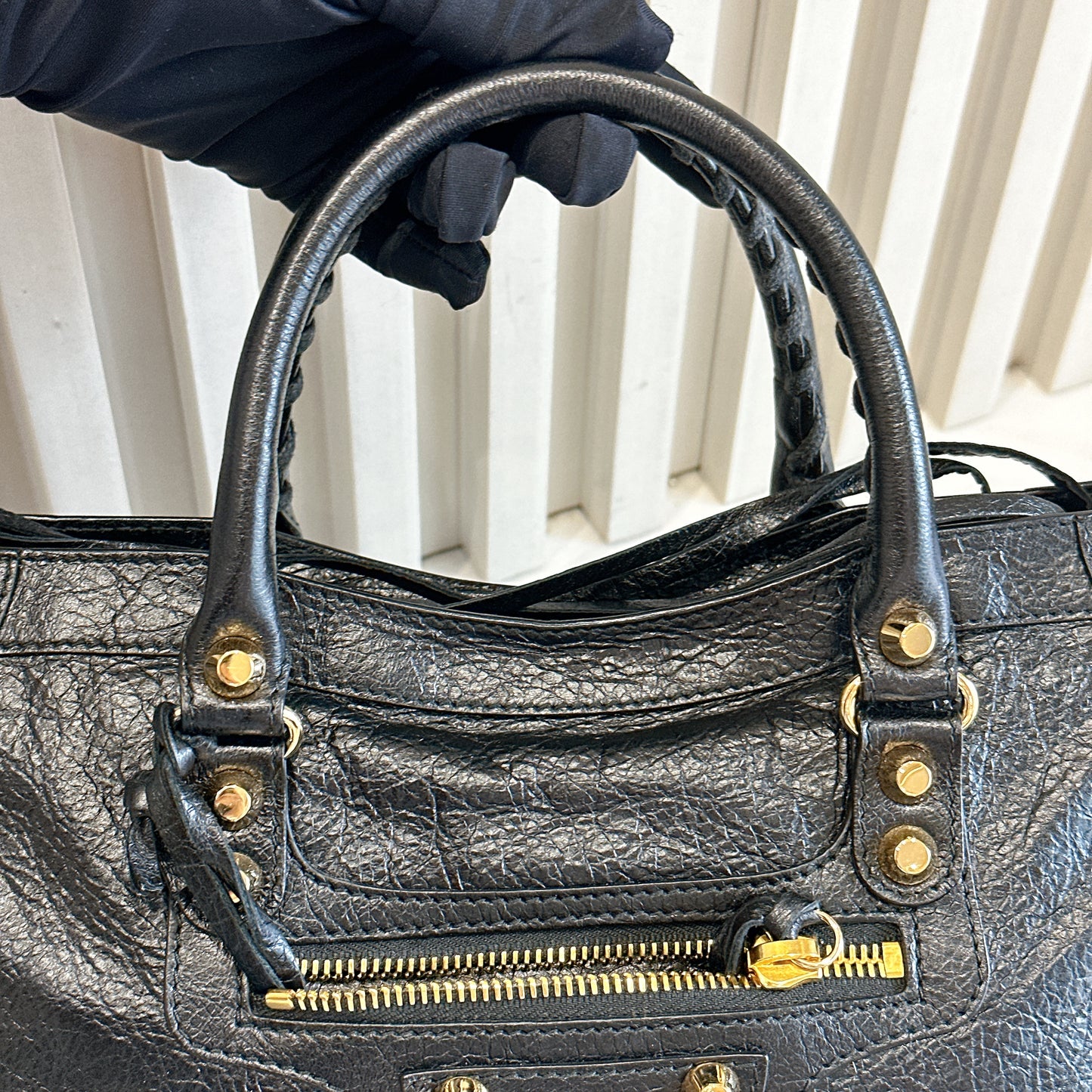 Balenciaga Classic City Small in Black Goatskin