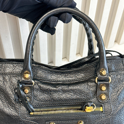 Balenciaga Classic City Small in Black Goatskin