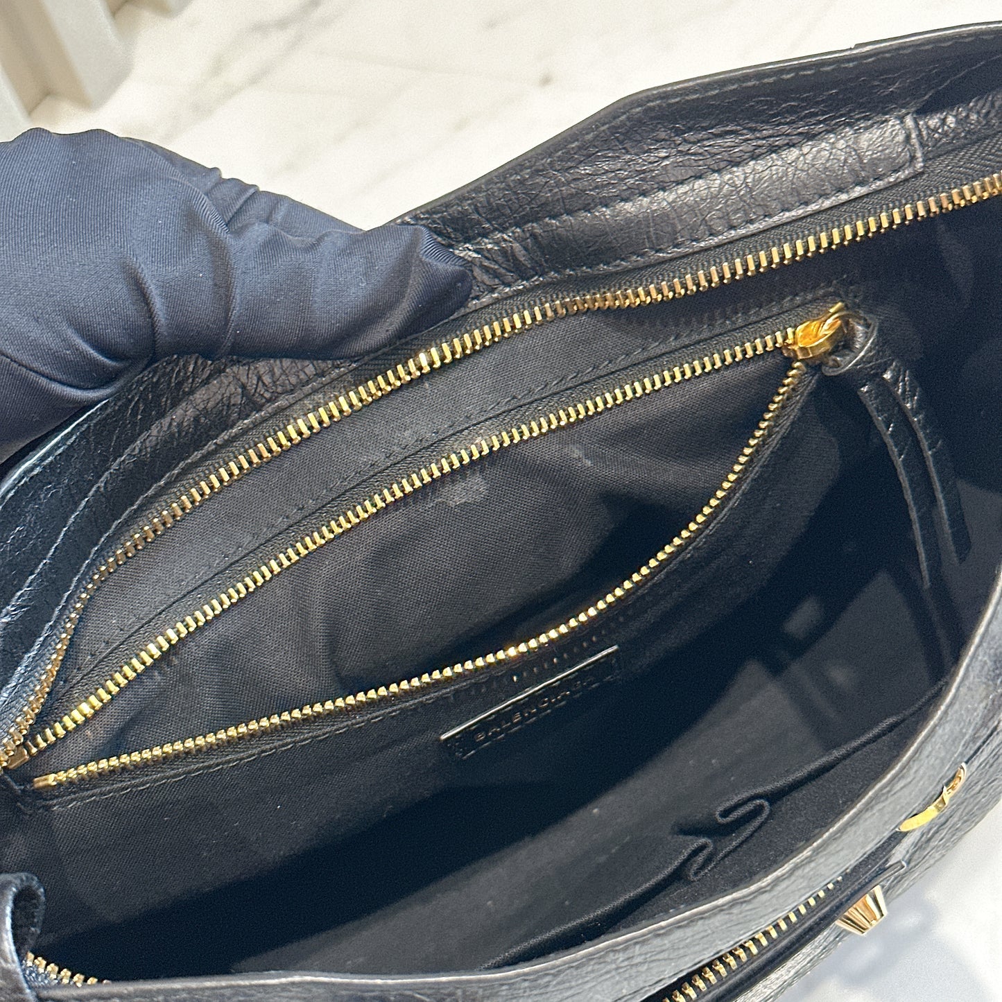 Balenciaga Classic City Small in Black Goatskin