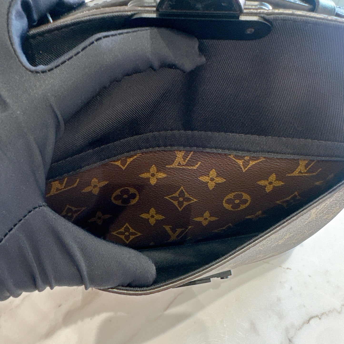 LV Monogram Macassar S Lock Messenger
