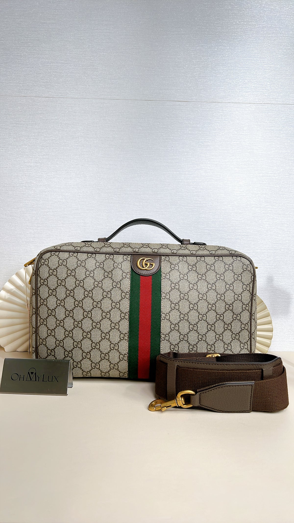 Gucci Web Savoy Shoes Case in GG Supreme