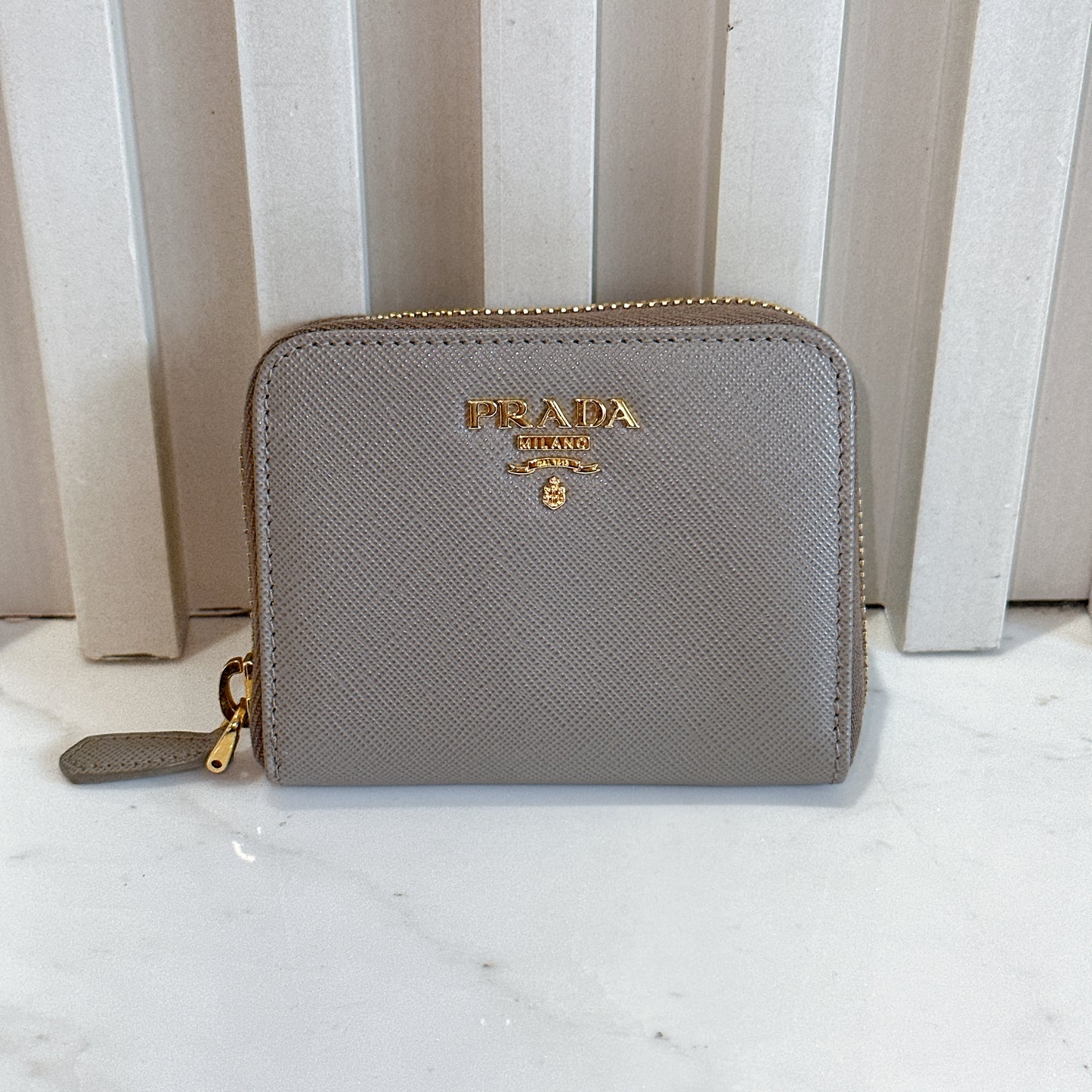 Prada Saffiano Coin Purse in Grey