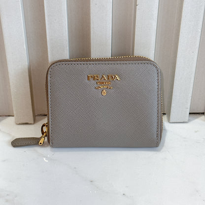Prada Saffiano Coin Purse in Grey