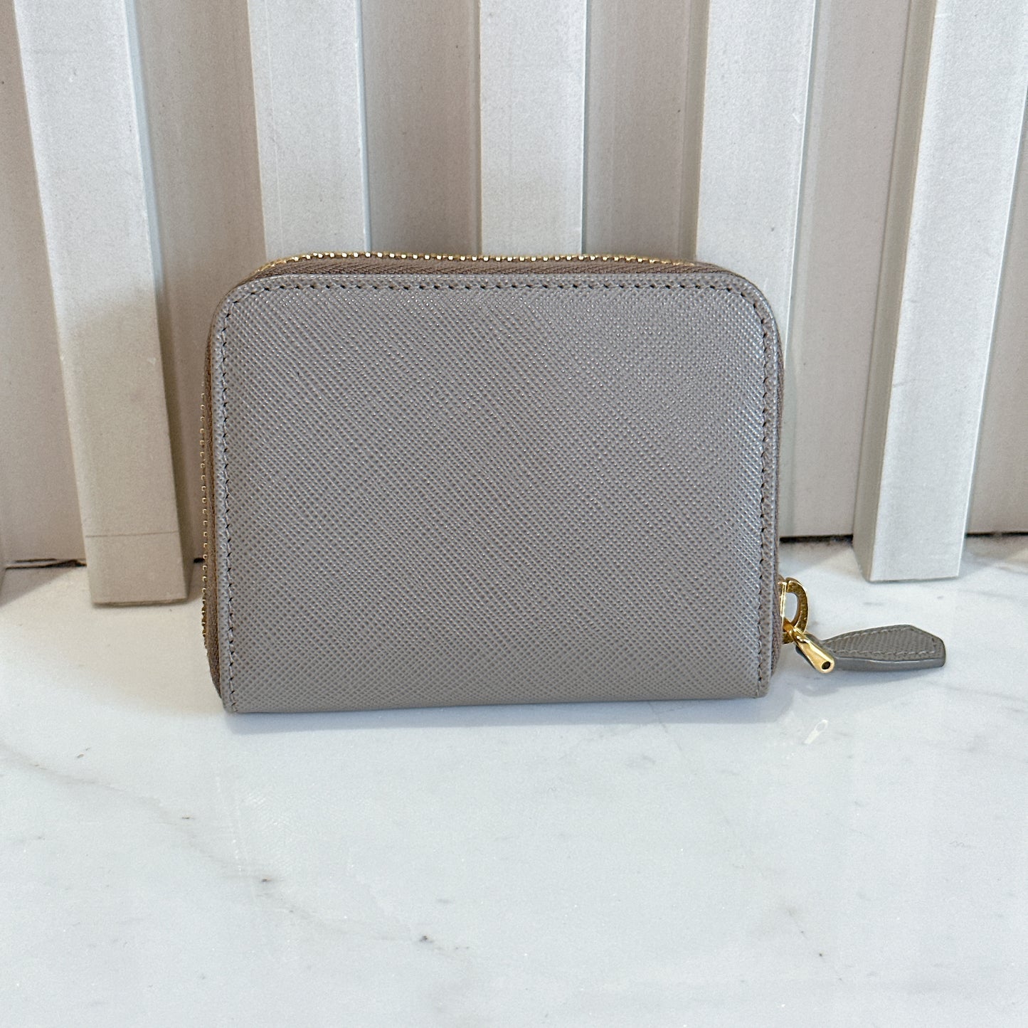 Prada Saffiano Coin Purse in Grey