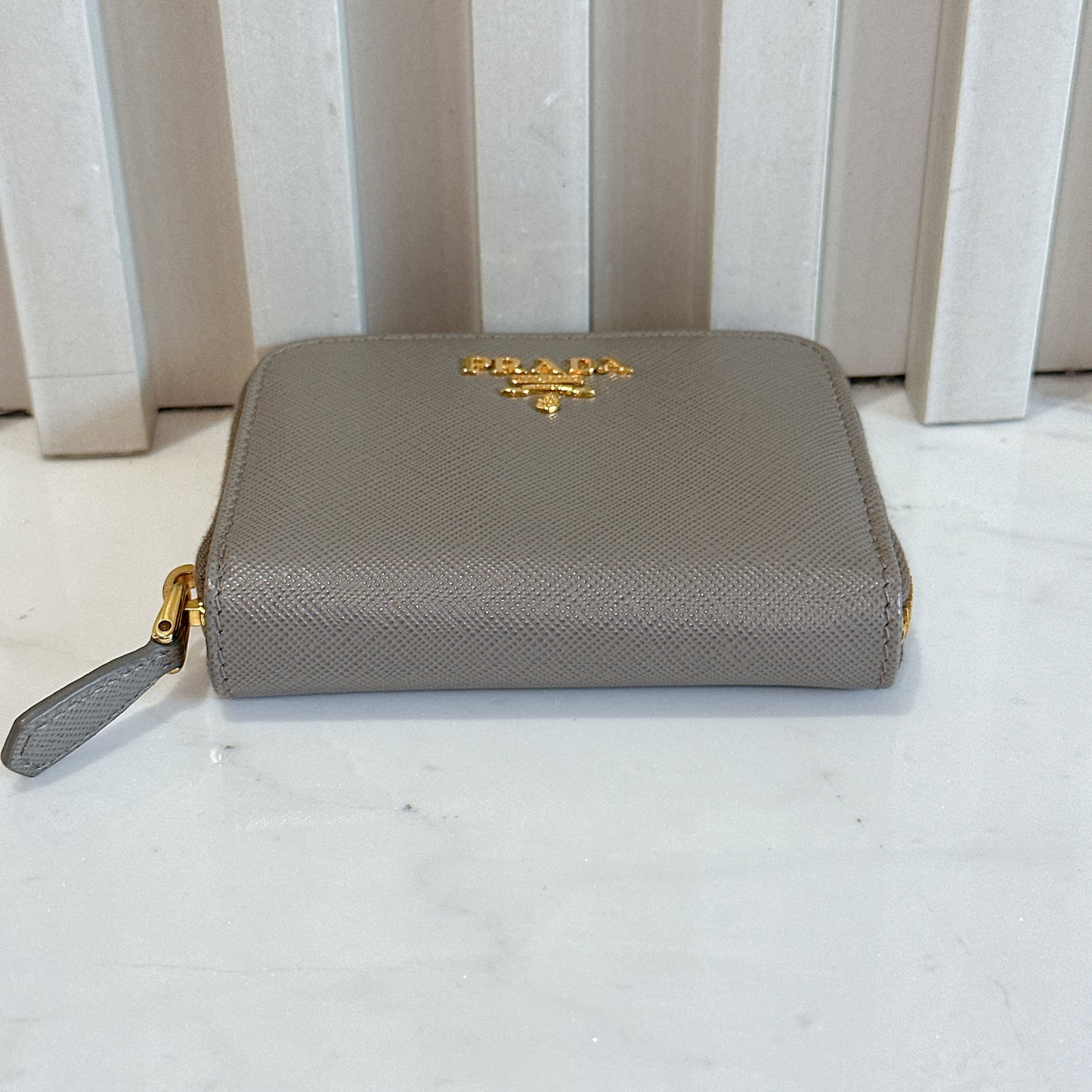Prada Saffiano Coin Purse in Grey
