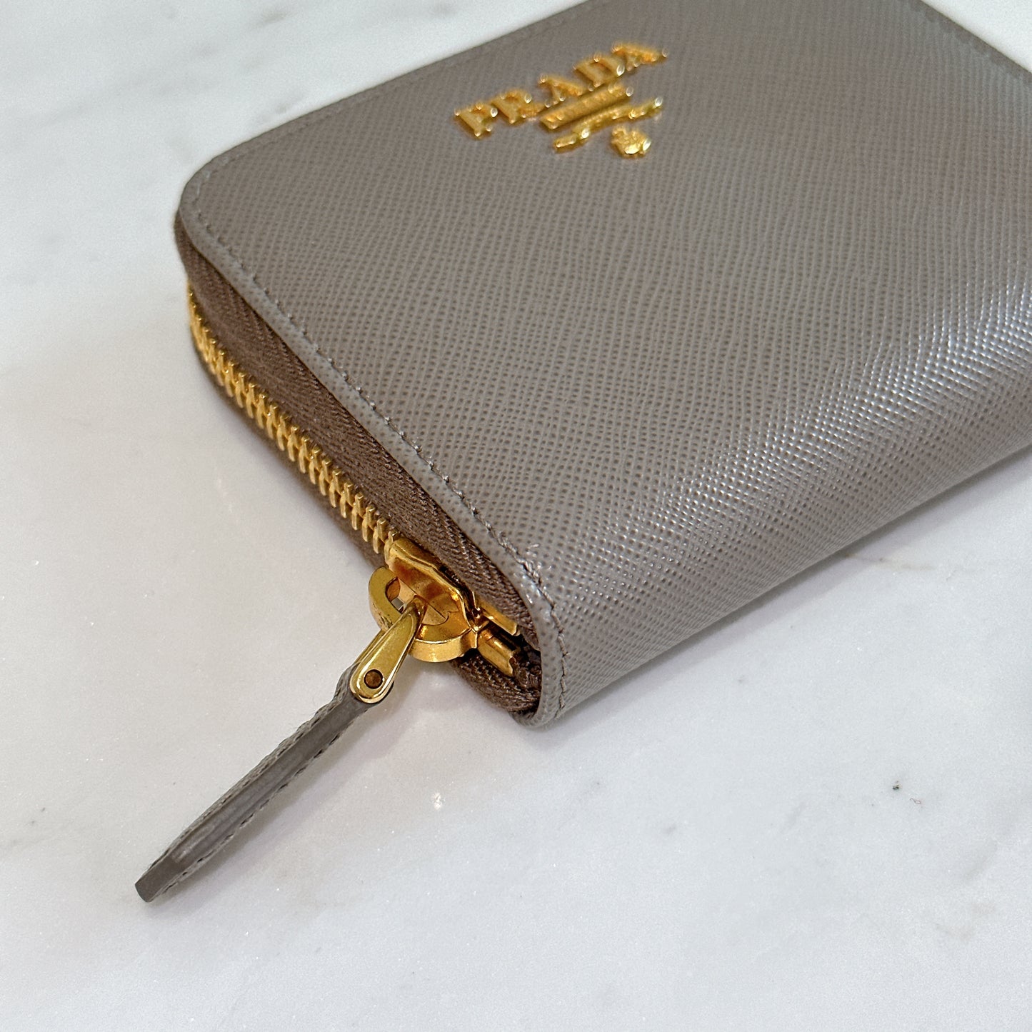 Prada Saffiano Coin Purse in Grey