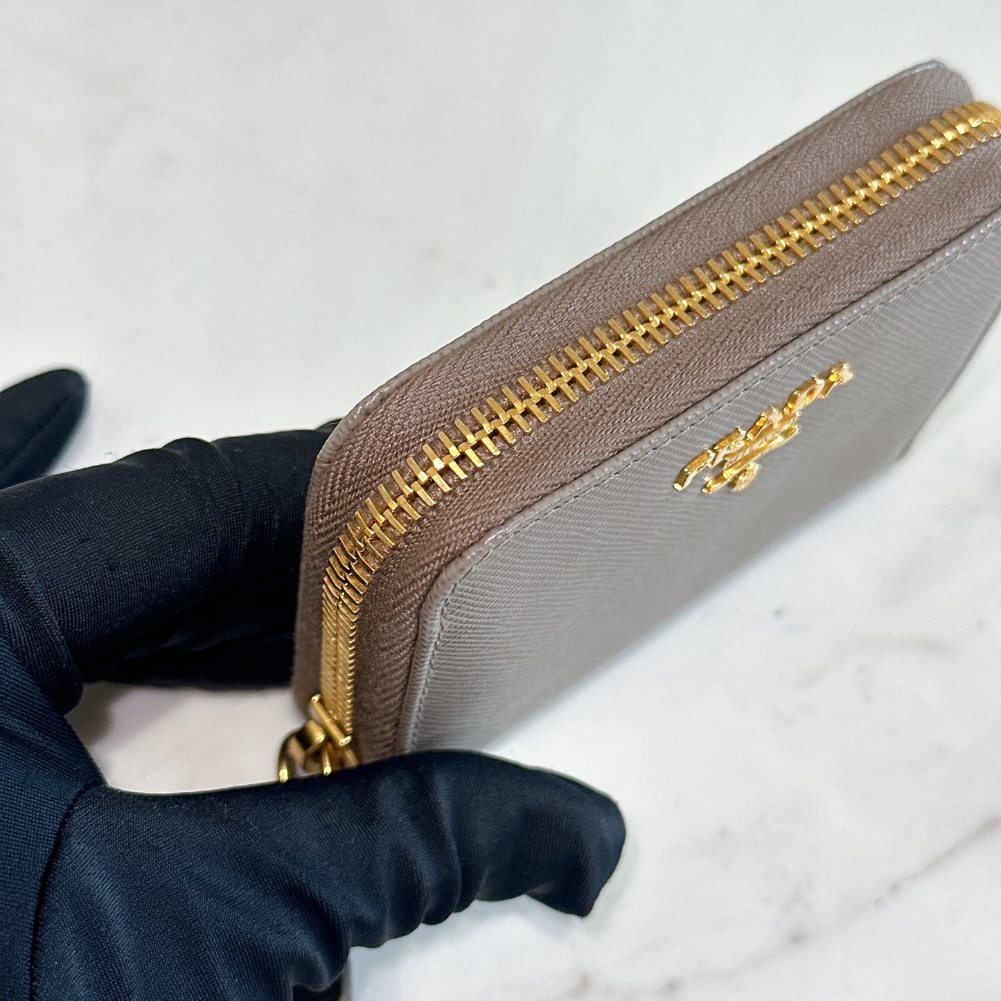 Prada Saffiano Coin Purse in Grey