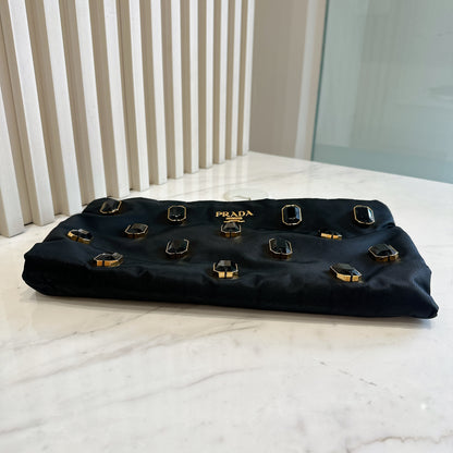 Prada Tessuto Nylon Pietre Jeweled Clutch