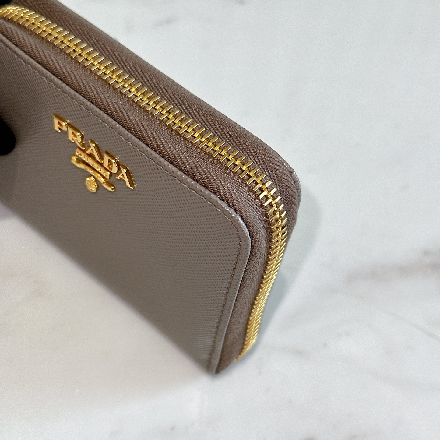 Prada Saffiano Coin Purse in Grey