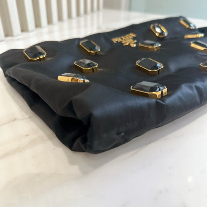 Prada Tessuto Nylon Pietre Jeweled Clutch