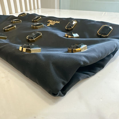 Prada Tessuto Nylon Pietre Jeweled Clutch