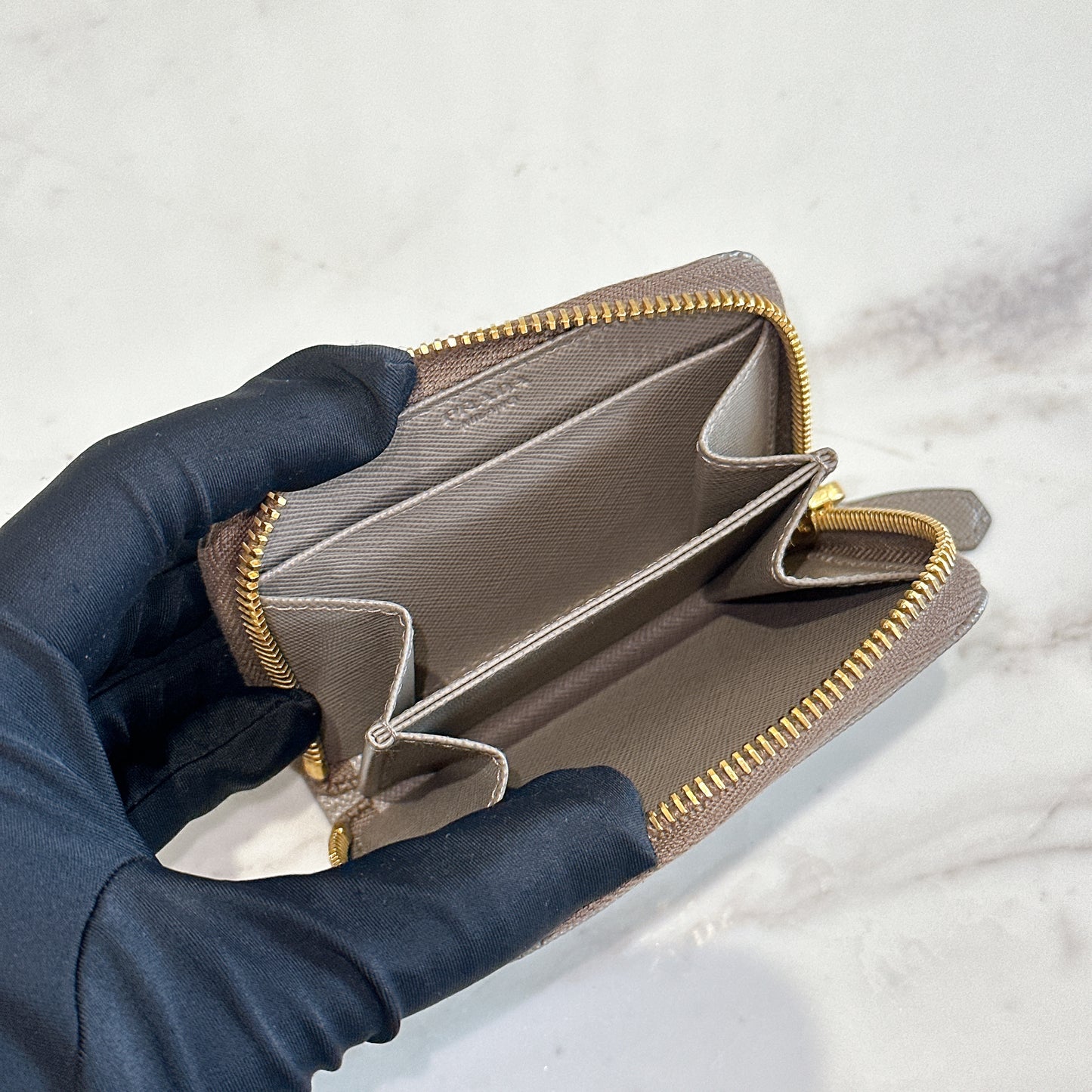 Prada Saffiano Coin Purse in Grey