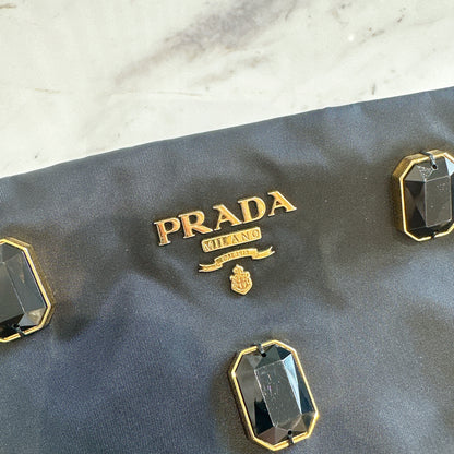 Prada Tessuto Nylon Pietre Jeweled Clutch