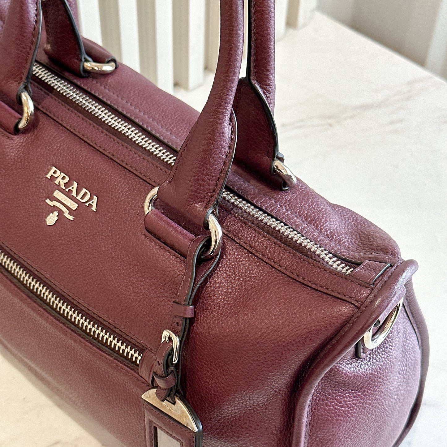 Prada Vitello Phenix Granato in Burgundy