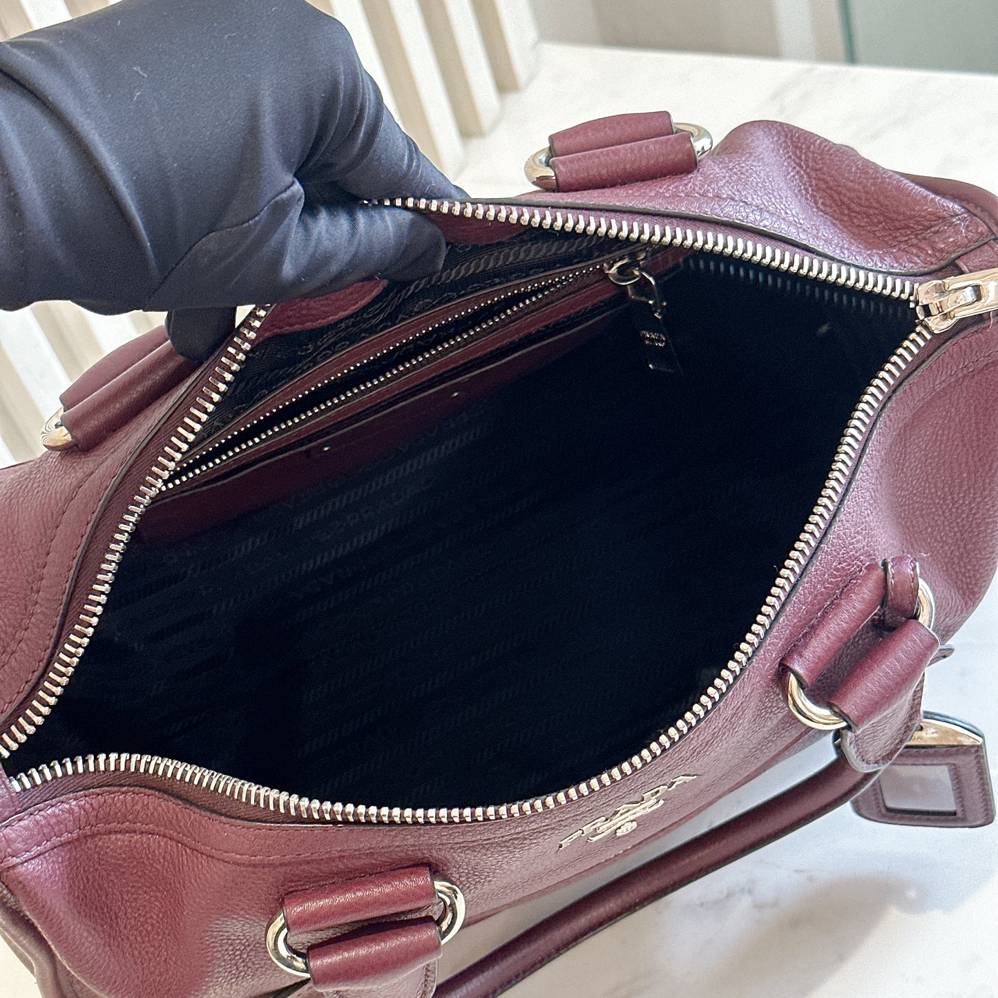 Prada Vitello Phenix Granato in Burgundy