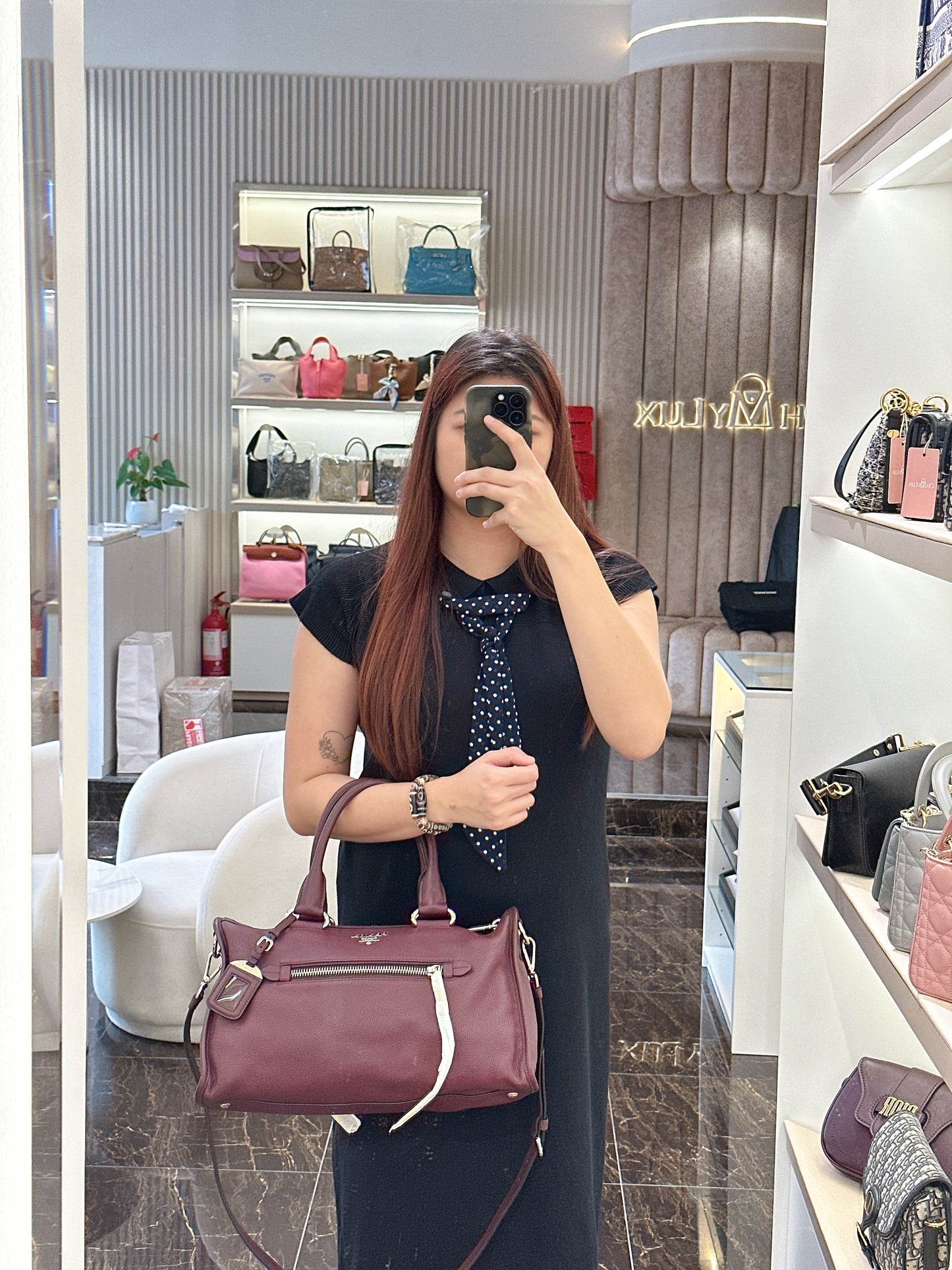 Prada Vitello Phenix Granato in Burgundy