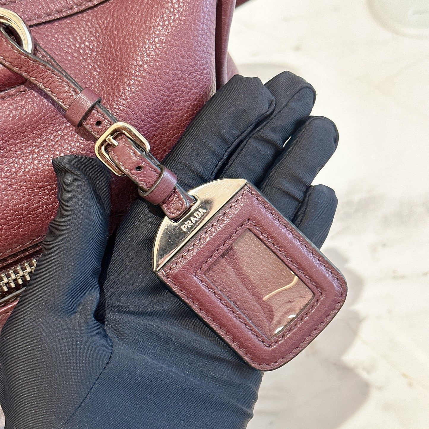 Prada Vitello Phenix Granato in Burgundy