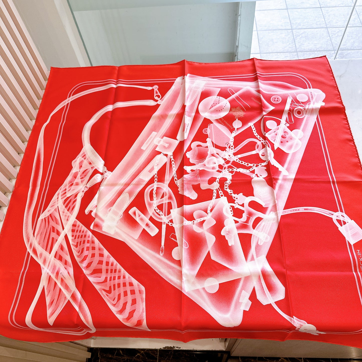 Hermes Please Check in Scarf in Red