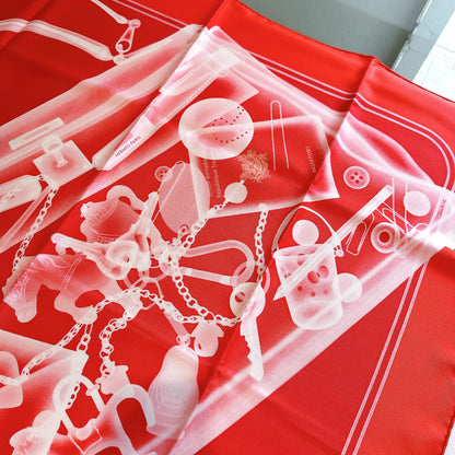 Hermes Please Check in Scarf in Red