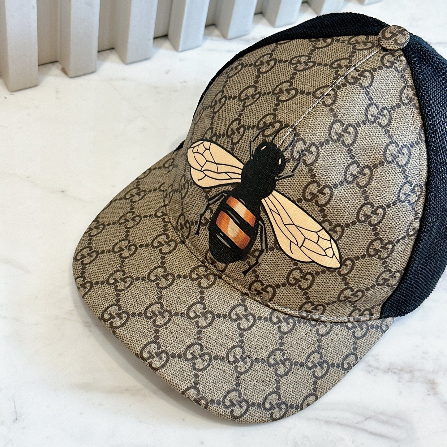 Gucci Beige Bee Print GG Supreme Canvas