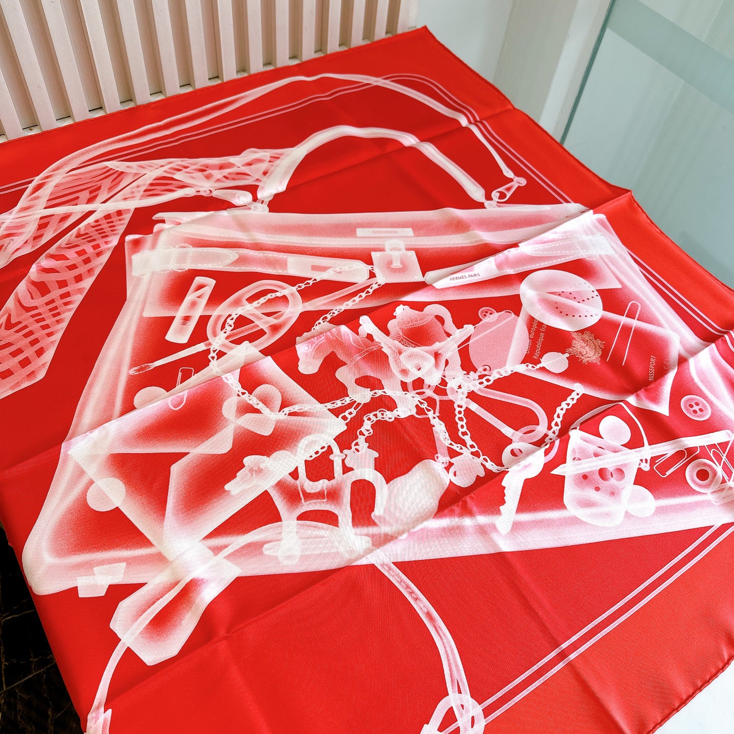 Hermes Please Check in Scarf in Red