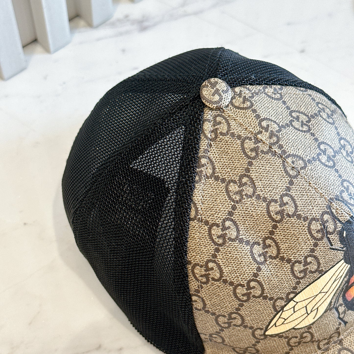 Gucci Beige Bee Print GG Supreme Canvas