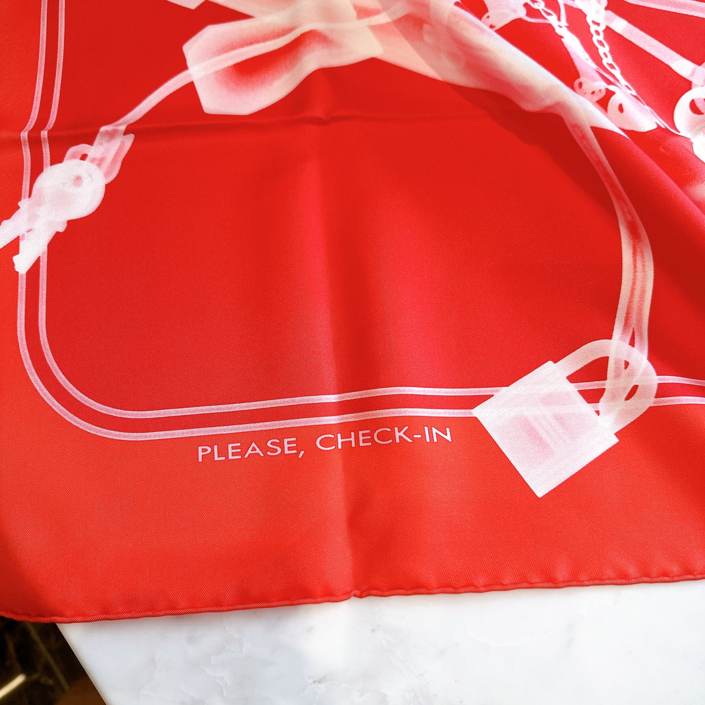 Hermes Please Check in Scarf in Red